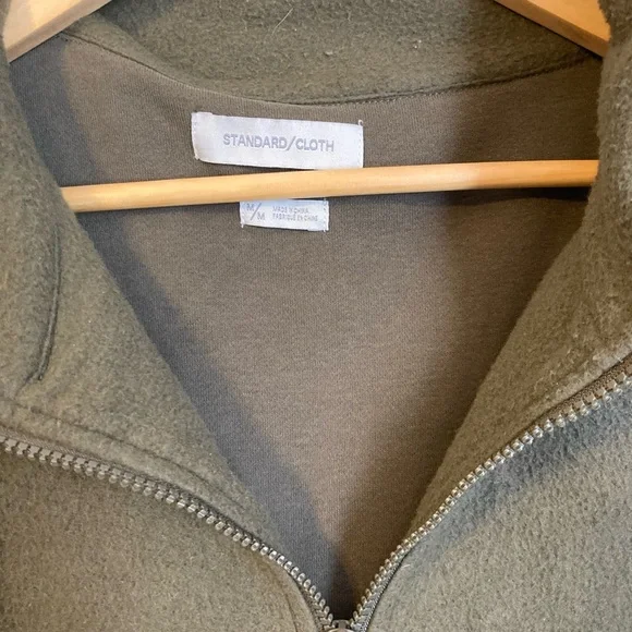 Standard Cloth olive green Oslo quarter zip fleece - Picture 6 of 7